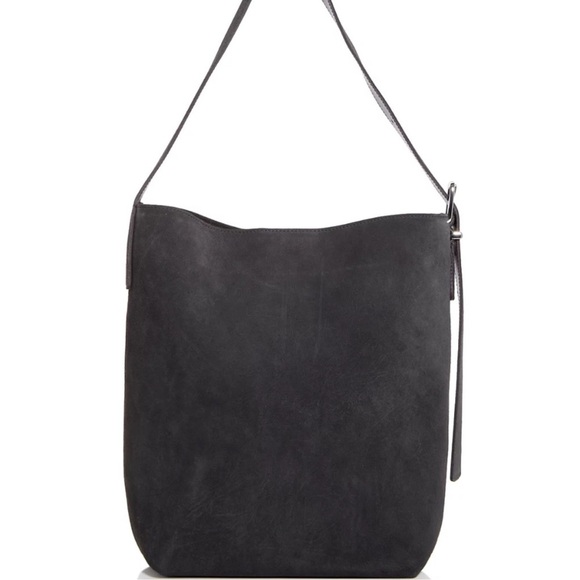 BNWT Madewell Grey Sleek Charcoal Suede Essential Bucket Tote Bag - Picture 2 of 15